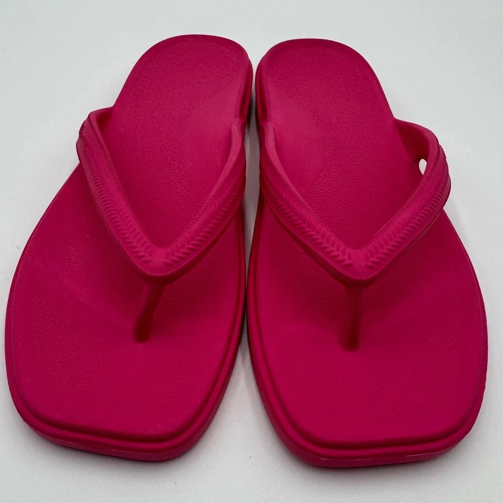 Tikvaw Flip Flop Sandals Square Toe Summer Beach Women 40EU/ 9 US Hot Pink Thong